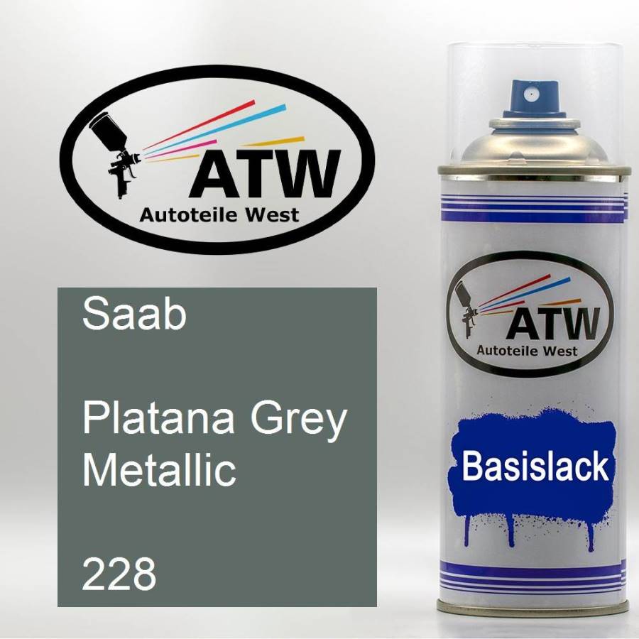 Saab, Platana Grey Metallic, 228: 400ml Sprühdose, von ATW Autoteile West.